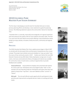 2018 Columbia Park Master Plan Vision Summary