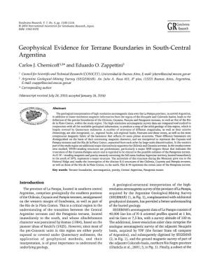 Geophysical Evidence for Terrane Boundaries in South-Central Argentina Carlos J