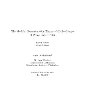 The Modular Representation Theory of Cyclic Groups of Prime Power Order