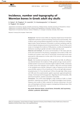 Incidence, Number and Topography of Wormian Bones in Greek Adult Dry Skulls K