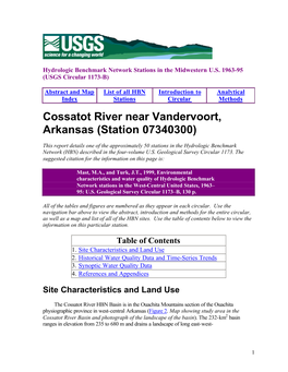 Cossatot River Near Vandervoort, Arkansas (Station 07340300)