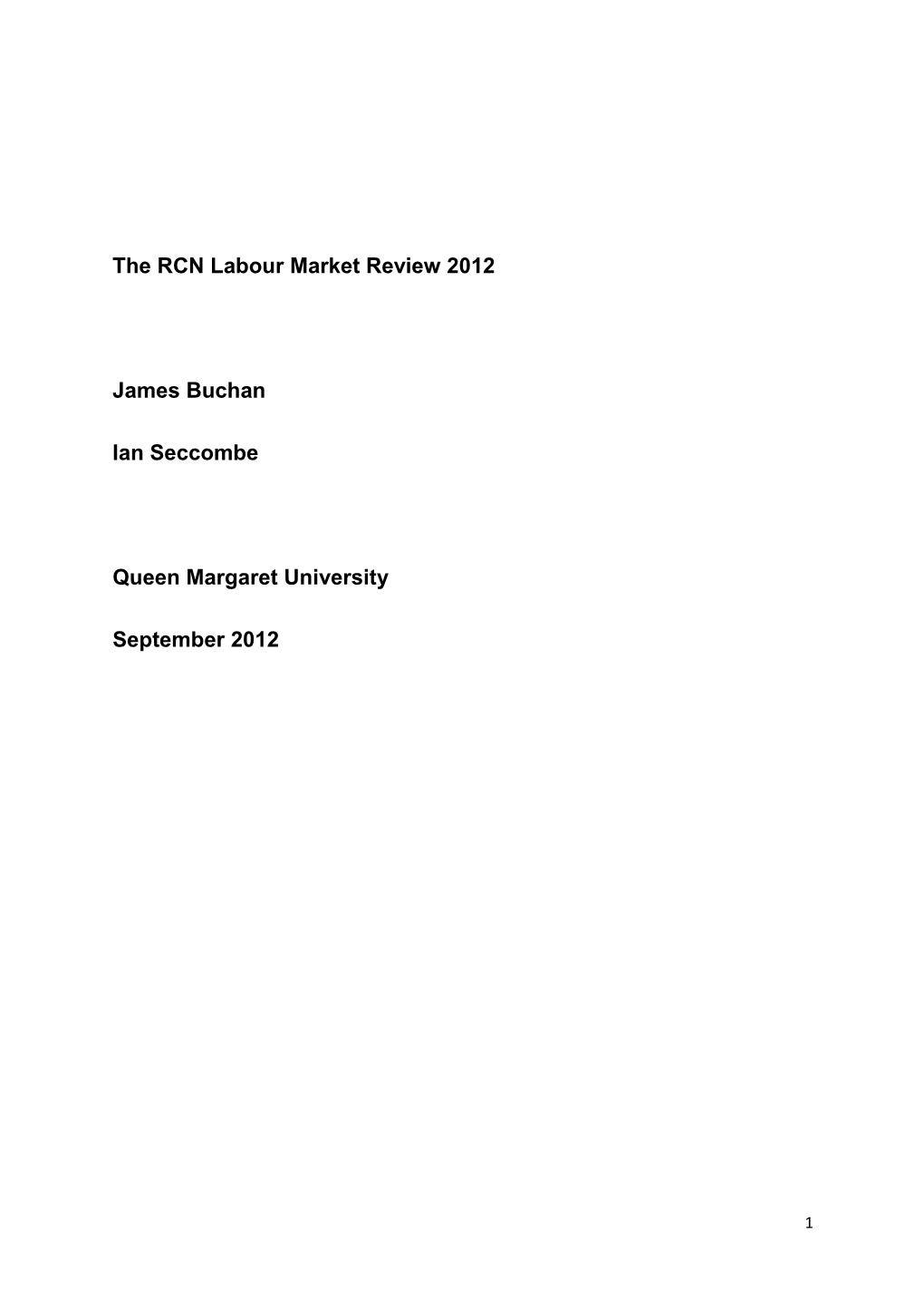 The RCN Labour Market Review 2012