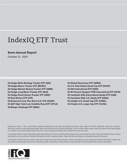 Indexiq ETF Trust Semiannual Report