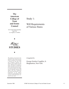 Study 1: Will Requirements of Various States