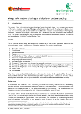 Yolŋu Information Sharing and Clarity of Understanding