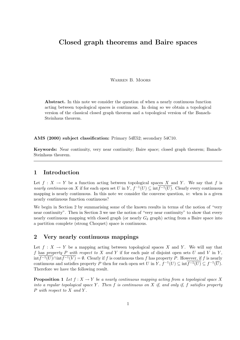 Closed Graph Theorems and Baire Spaces