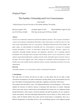 Original Paper the Gambia: Citizenship and Civic Consciousness