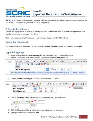 How to Hyperlink Documents in Text Windows