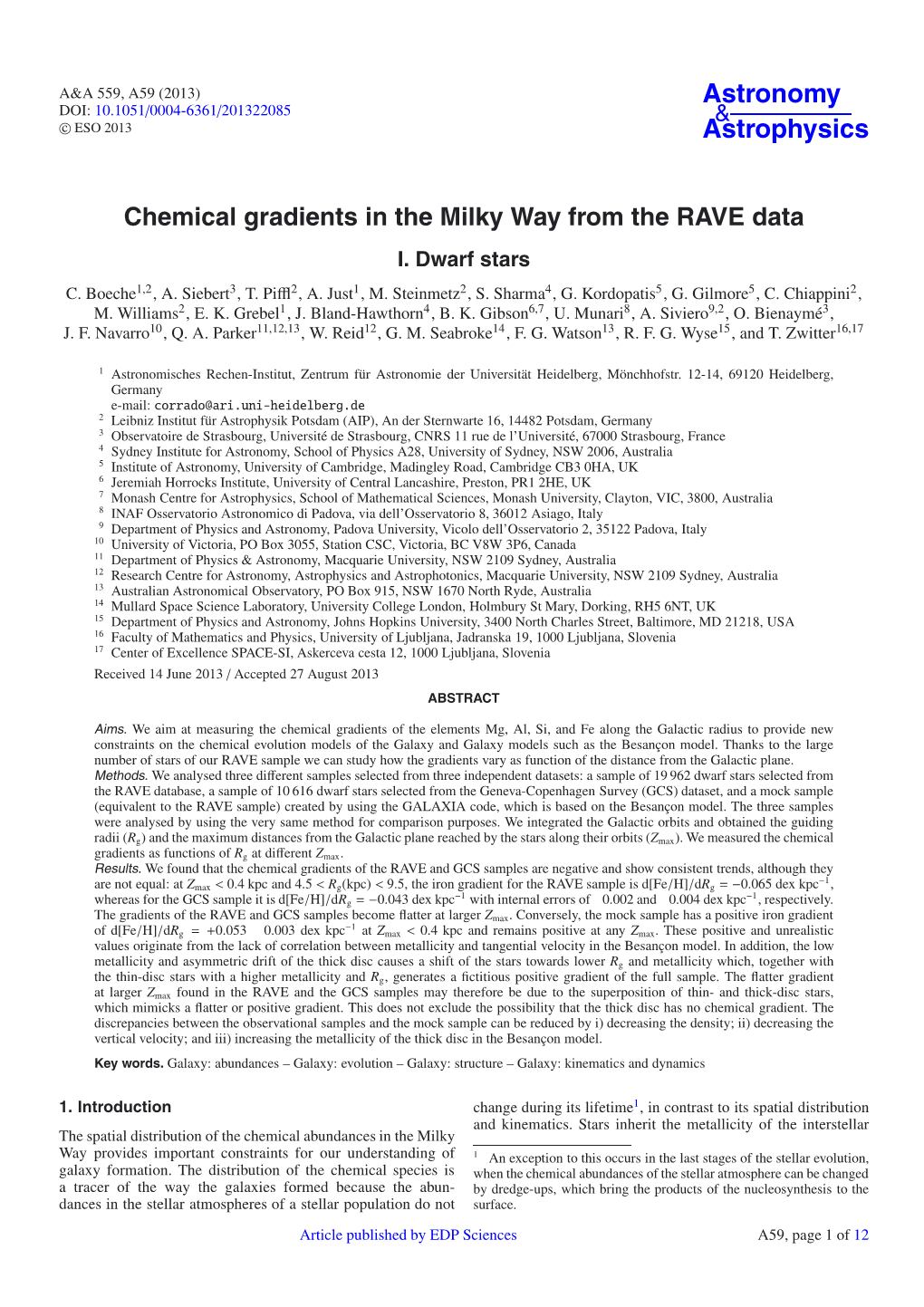 Chemical Gradients in the Milky Way from the RAVE Data I