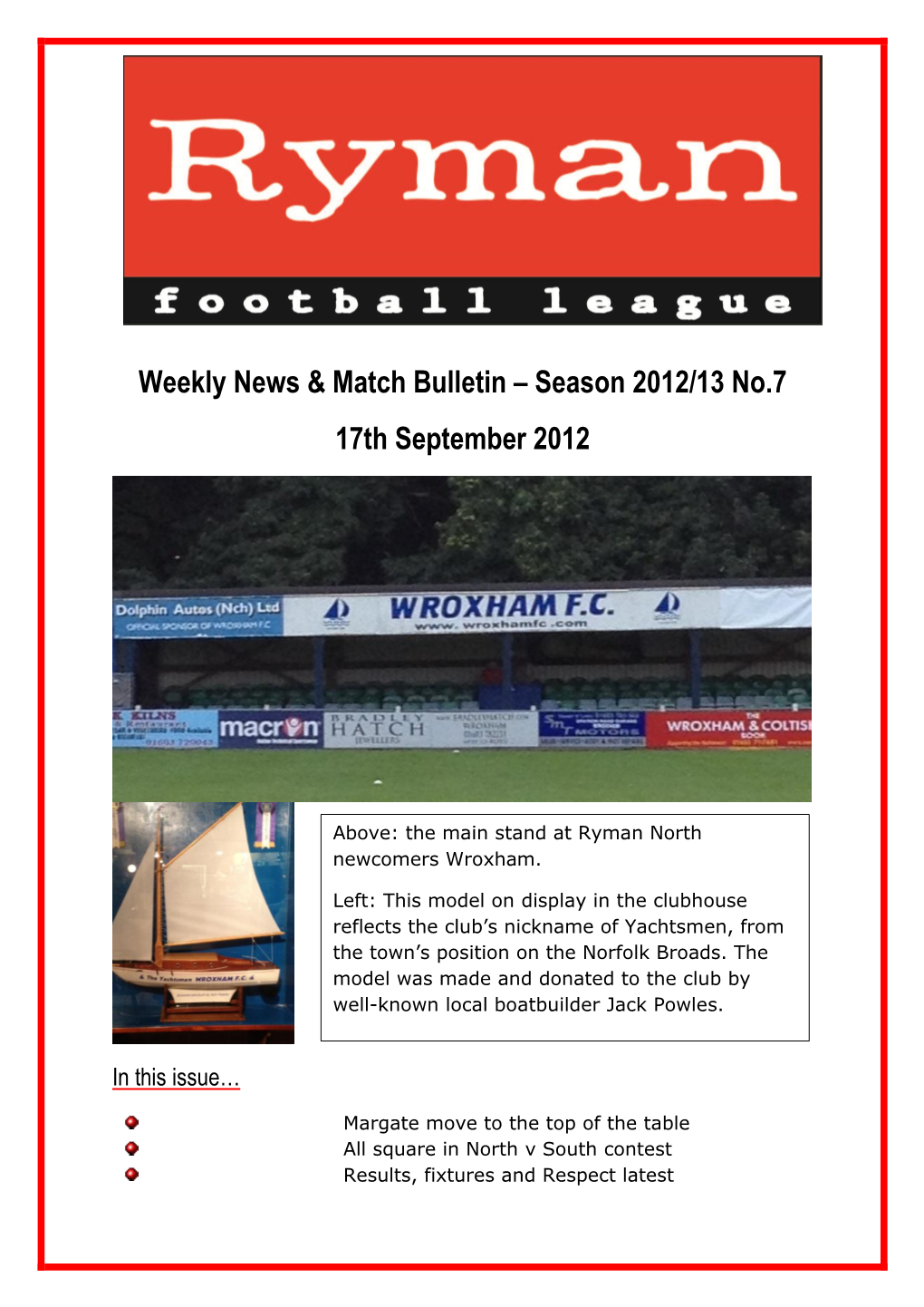 Season 2012/13 No.7 17Th September 2012