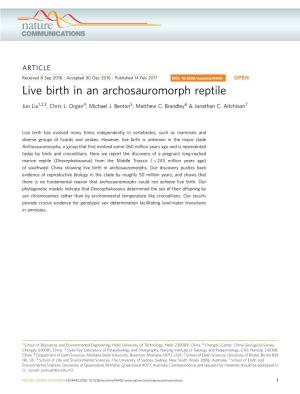 Live Birth in an Archosauromorph Reptile