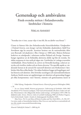 Gemenskap Och Ambivalens Finsk-Svenska Möten I Finlandssvenska Läroböcker I Historia
