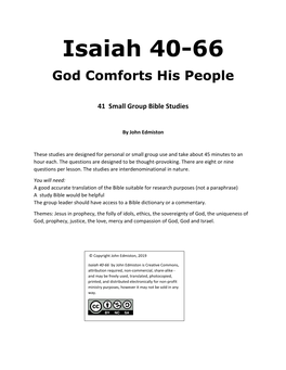 Isaiah 40-66 God Comforts His People