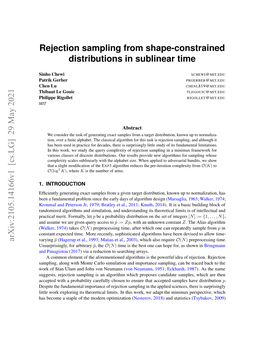 Rejection Sampling from Shape-Constrained Distributions in Sublinear Time