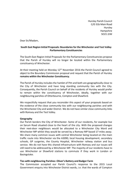 Boundaries for the Winchester and Test Valley Parliamentary Constituencies