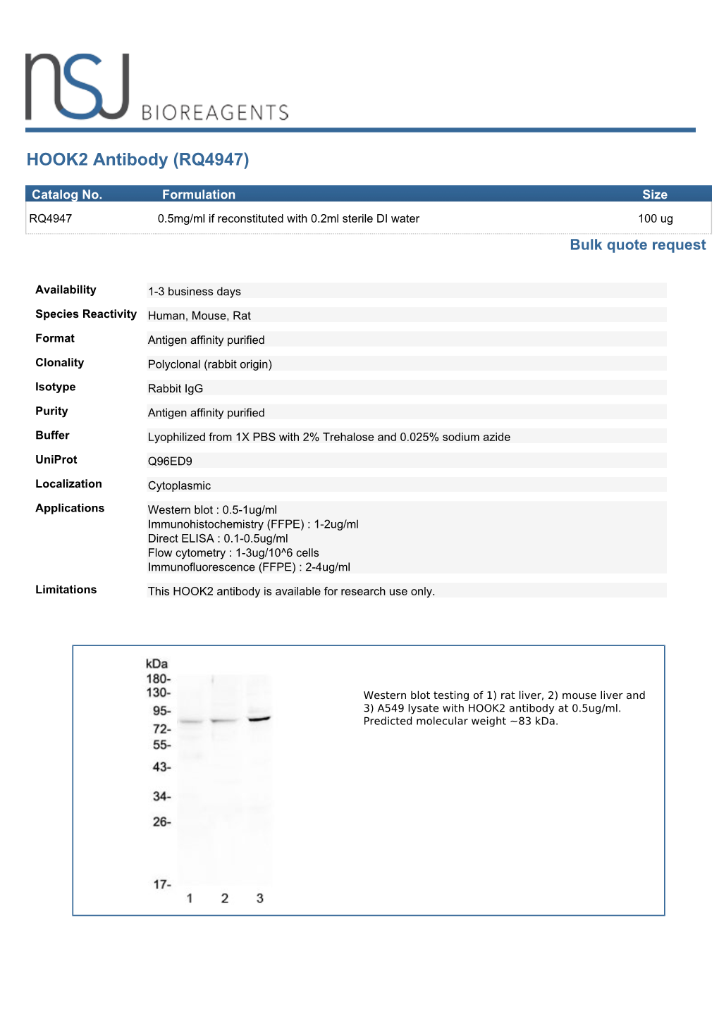 HOOK2 Antibody (RQ4947)