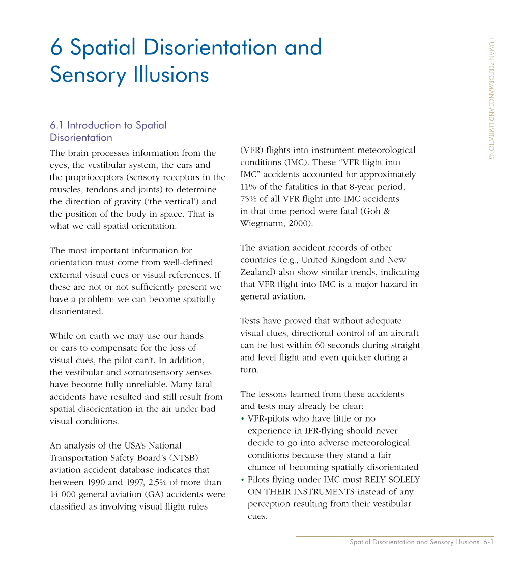 6 Spatial Disorientation and Sensory Illusions Human
