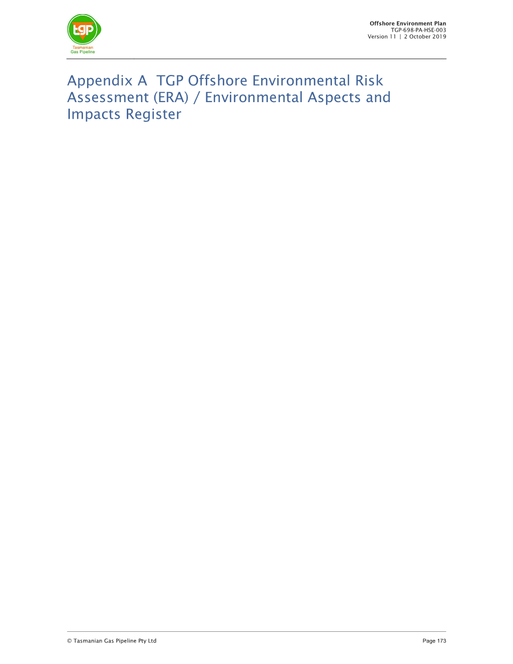 Environmental Aspects and Impacts Register