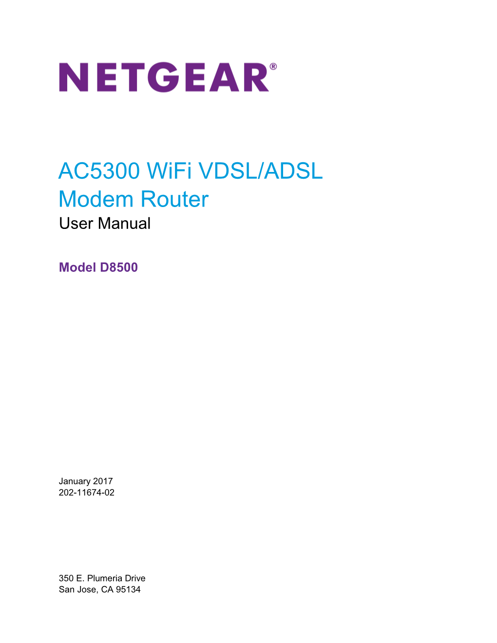 AC5300 Wifi VDSL/ADSL Modem Router Model D8500 User Manual