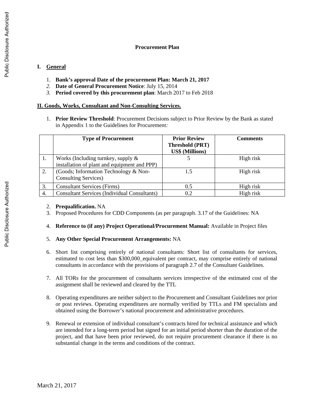 Procurement Plan