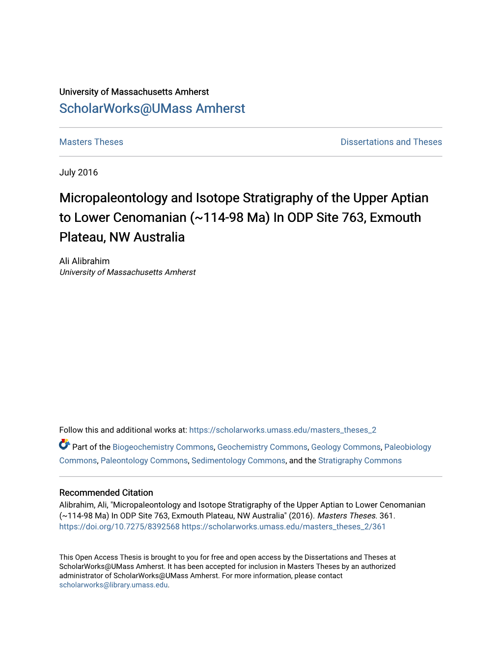 Micropaleontology and Isotope Stratigraphy of the Upper Aptian to Lower Cenomanian (~114-98 Ma) in ODP Site 763, Exmouth Plateau, NW Australia