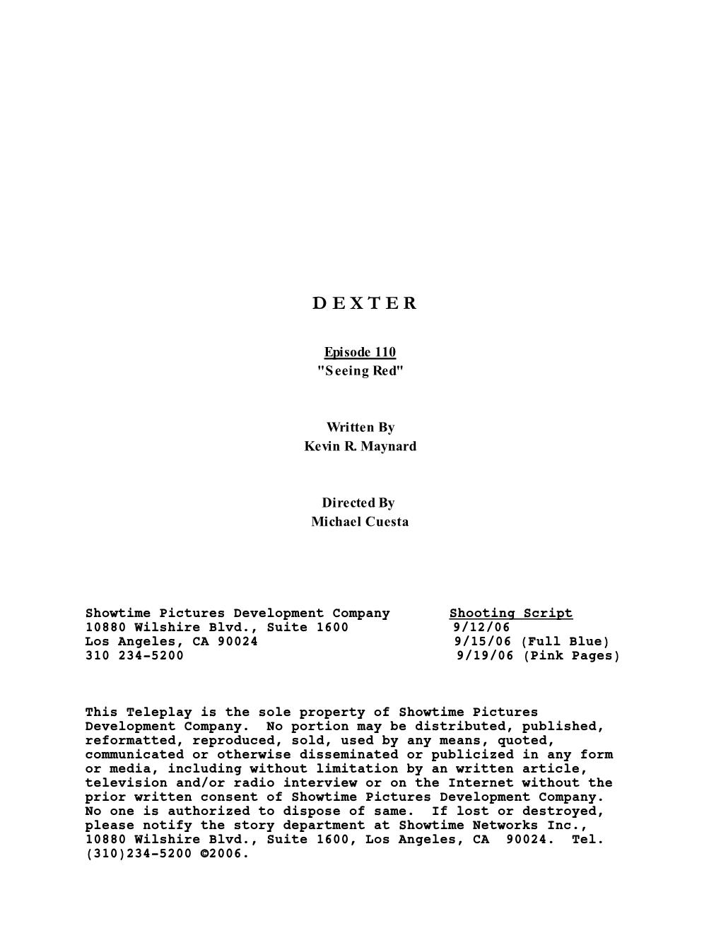 DEXTER 110 FINAL DRAFT-1 Title Page