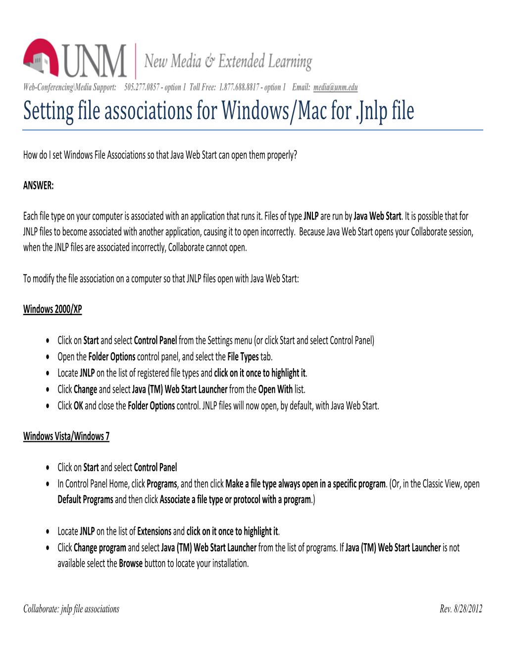 Setting File Associations for Windows/Mac for .Jnlp File