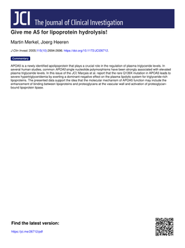 Give Me A5 for Lipoprotein Hydrolysis!