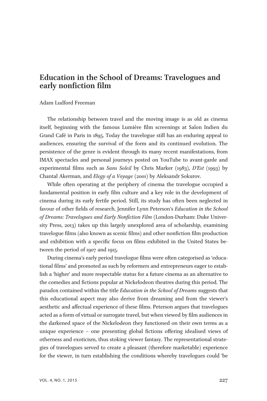 Education in the School of Dreams: Travelogues and Early Nonfiction Film