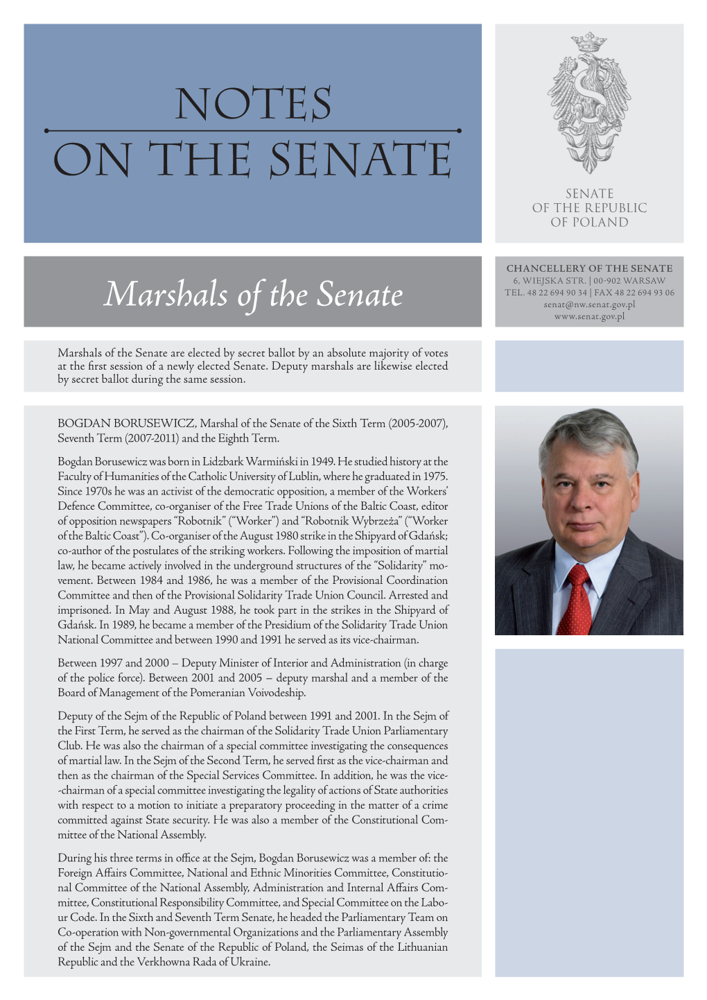Marshals of the Senate Senat@Nw.Senat.Gov.Pl