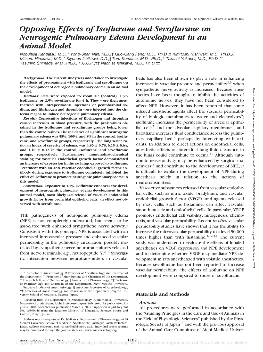 Opposing Effects of Isoflurane and Sevoflurane on Neurogenic