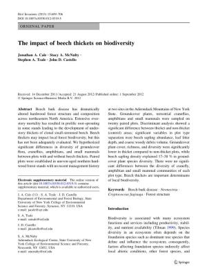 The Impact of Beech Thickets on Biodiversity