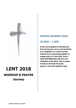 LENT 2018 WORSHIP & PRAYER Journey