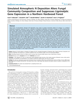Simulated Atmospheric N Deposition Alters Fungal Community Composition and Suppresses Ligninolytic Gene Expression in a Northern Hardwood Forest