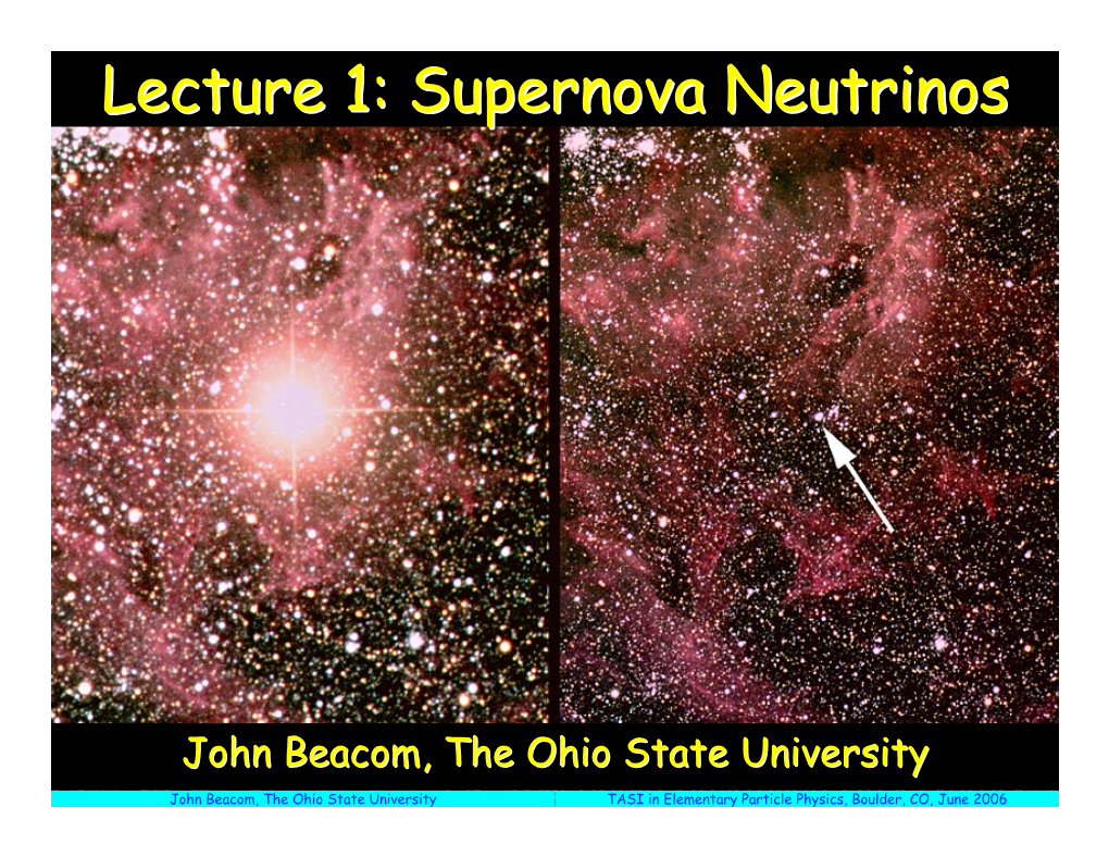 Lecture 1: Supernova Neutrinos