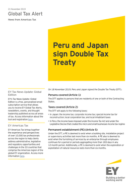 Peru and Japan Sign Double Tax Treaty