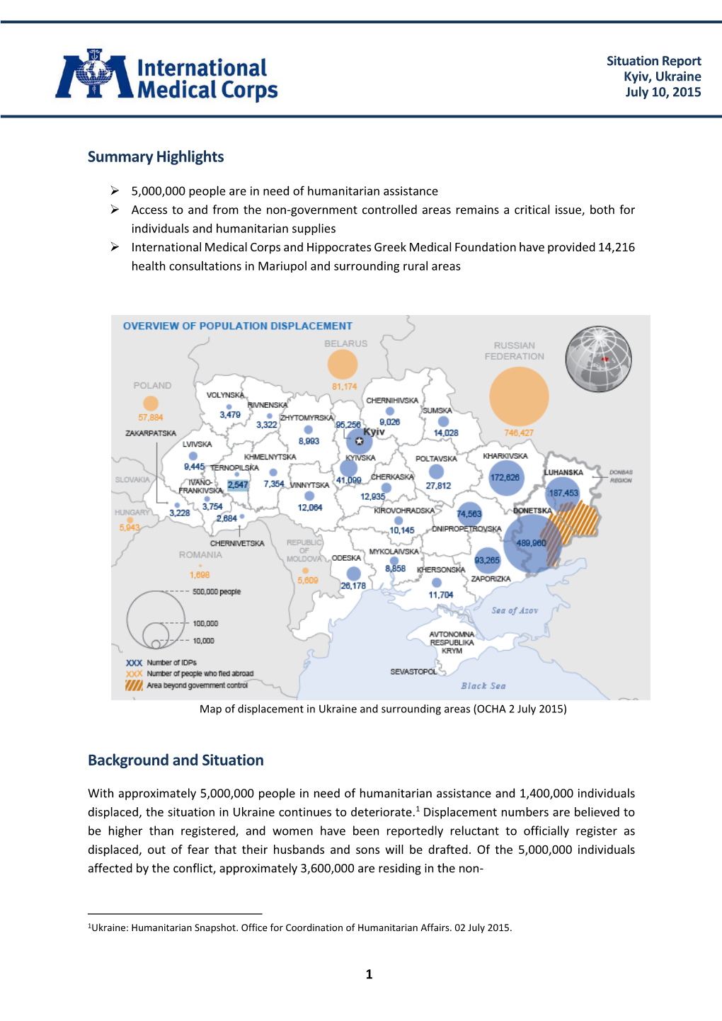 Situation Report Kyiv, Ukraine July 10, 2015