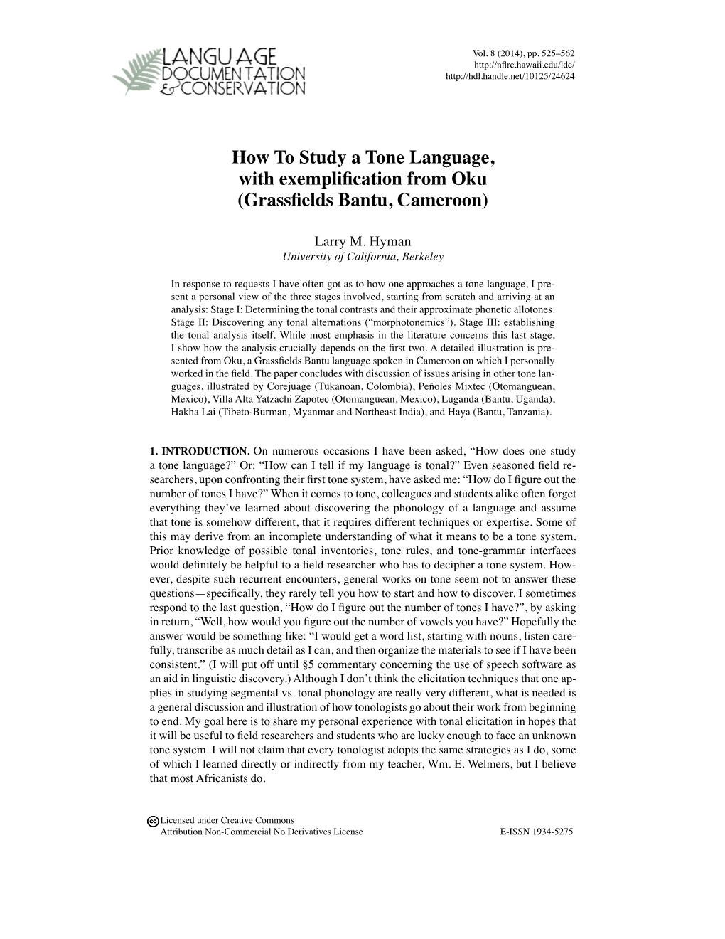 How to Study a Tone Language, with Exemplification from Oku (Grassfields Bantu, Cameroon)