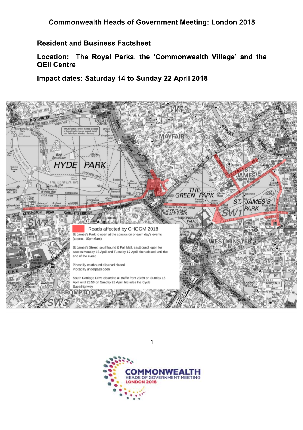 London 2018 Resident and Business Factsheet Location