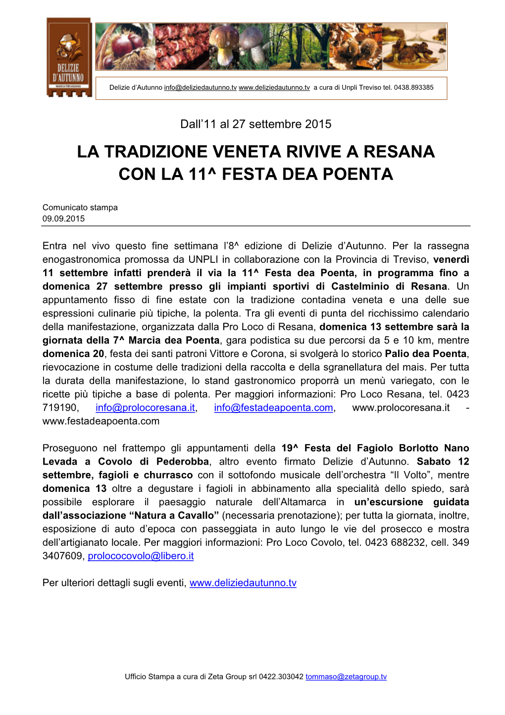 La Tradizione Veneta Rivive a Resana Con La 11^ Festa Dea Poenta