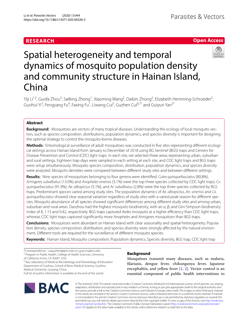 Spatial Heterogeneity and Temporal Dynamics of Mosquito Population