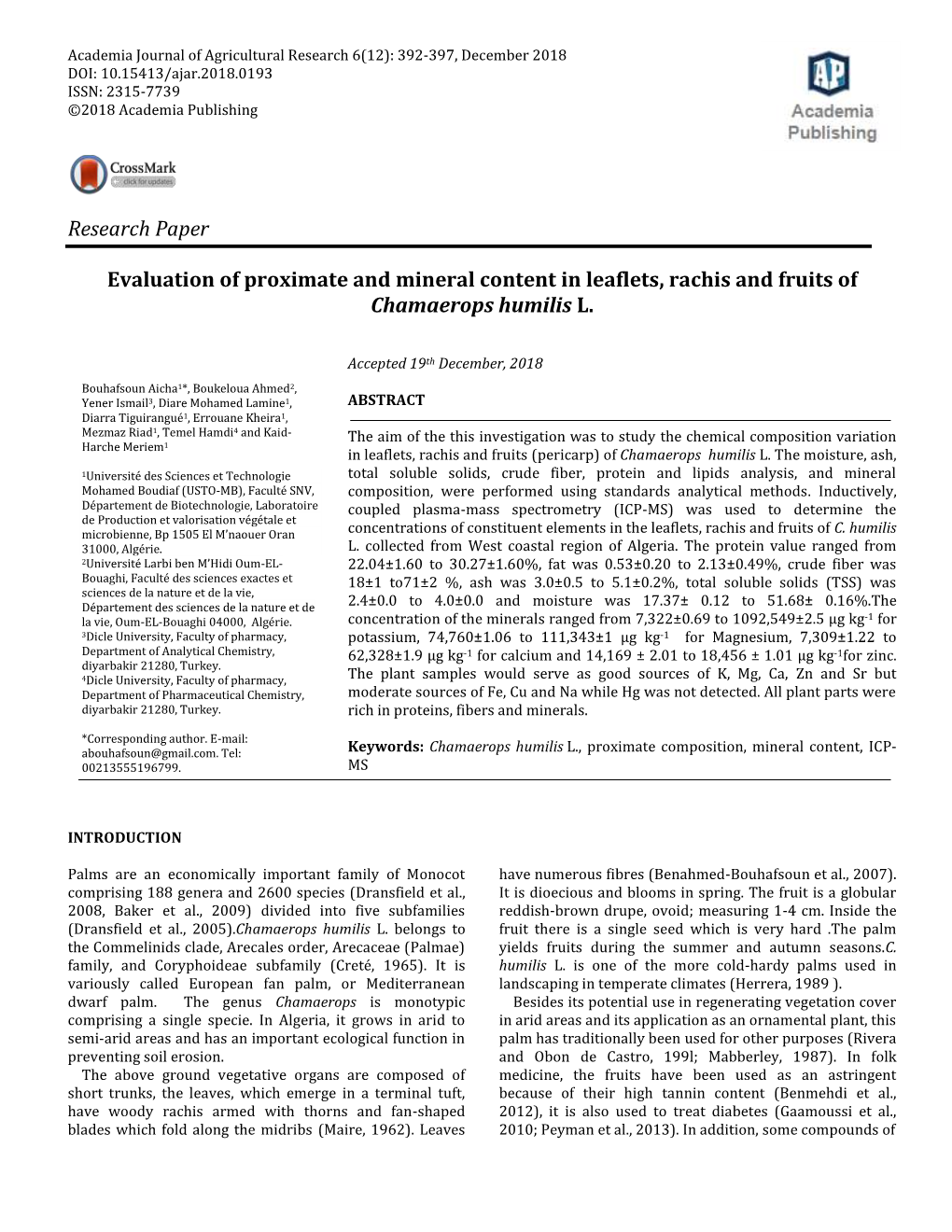 Research Paper Evaluation of Proximate and Mineral Content In