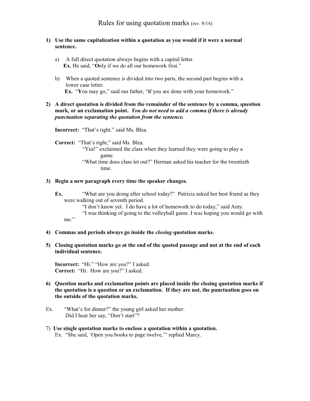 Rules For Punctuating Dialogue