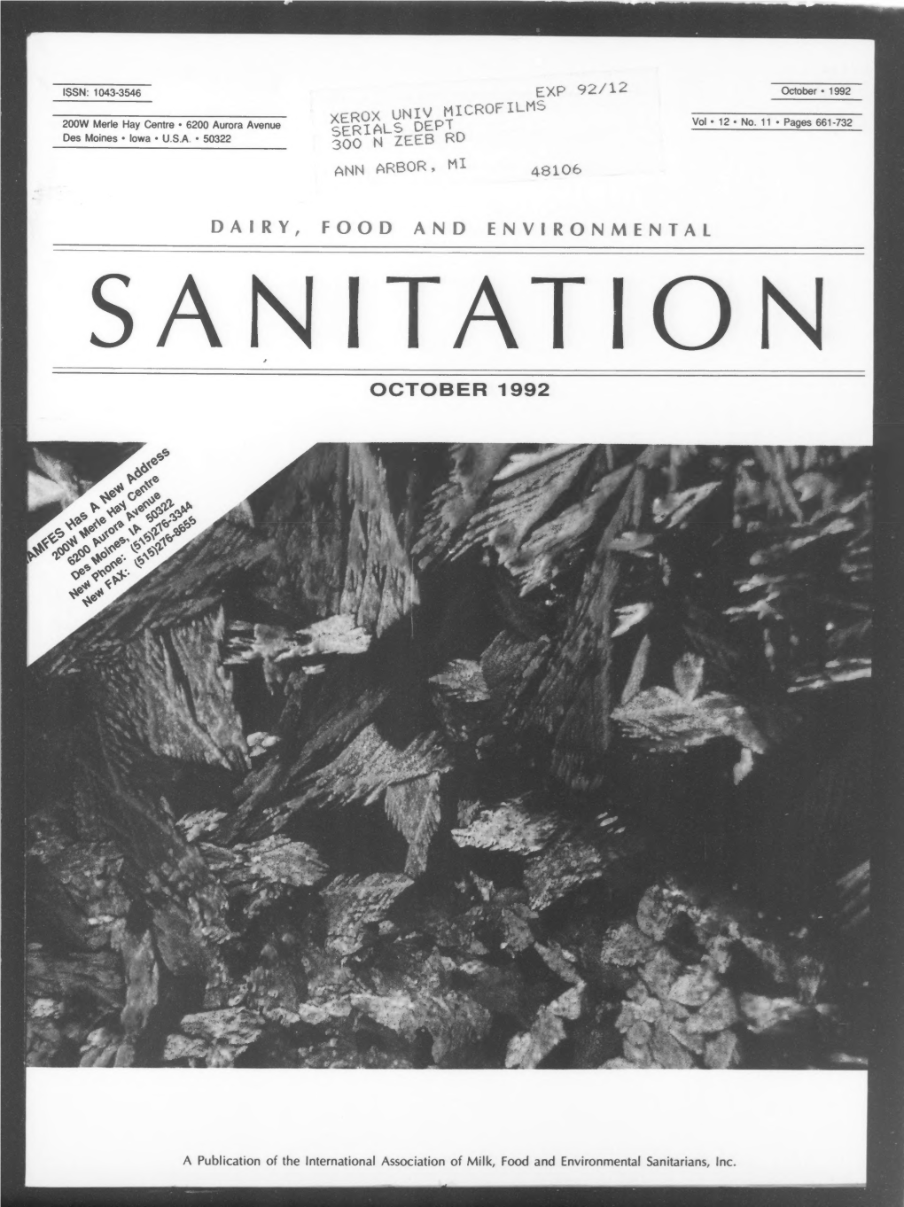 Dairy, Food and Environmental Sanitation 1992-10