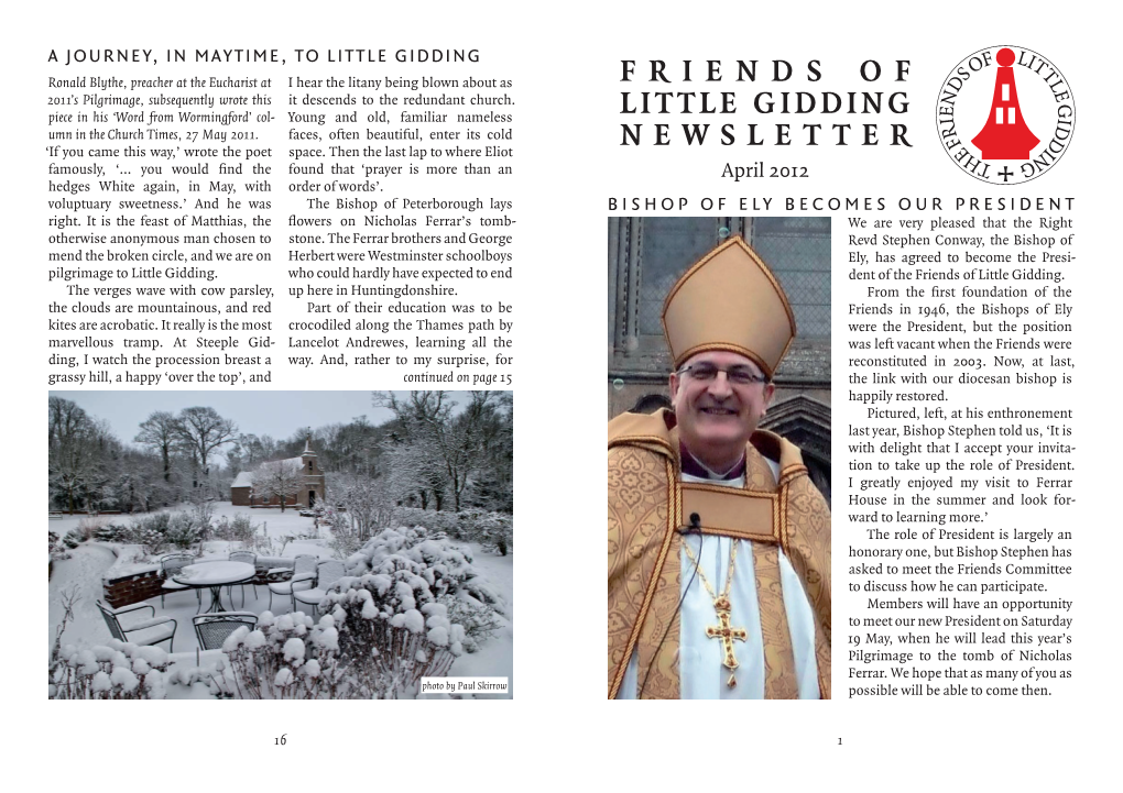 Friends of Little Gidding Newsletter