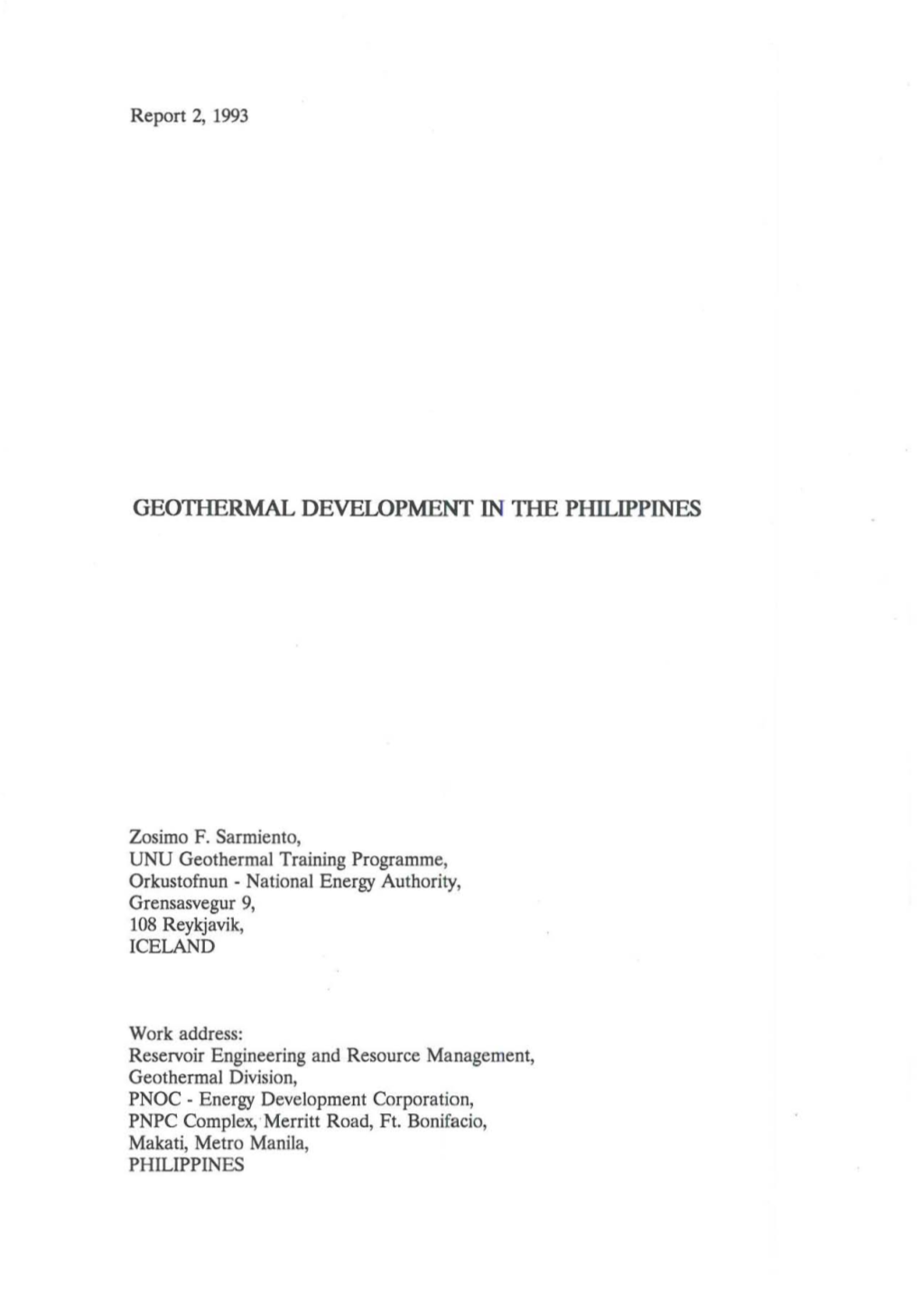 Geotilermal DEVELOPMENT in Tile PHILIPPINES