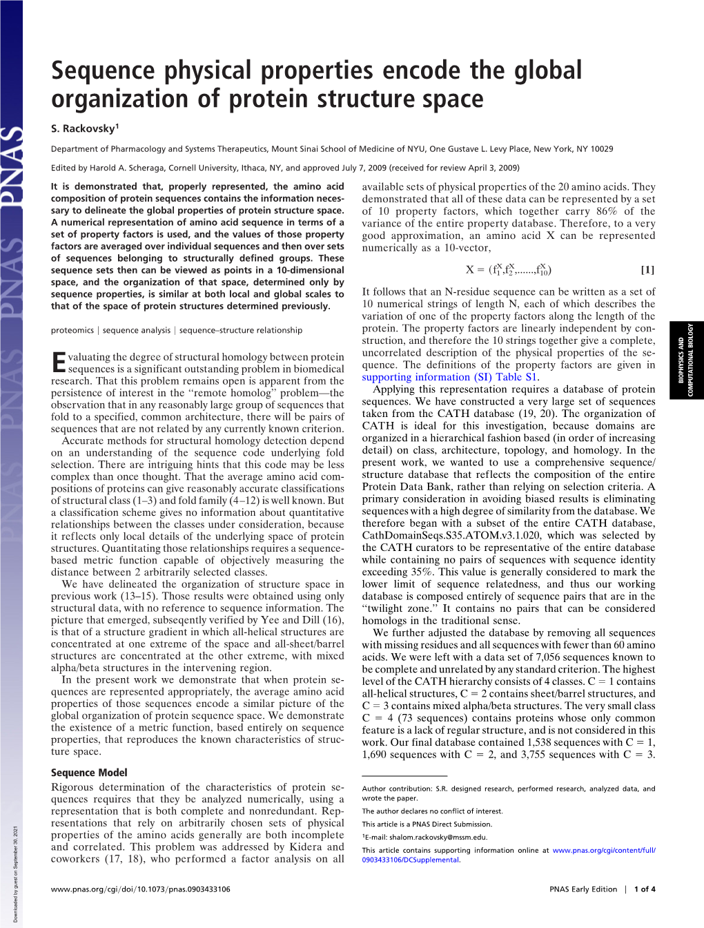 Sequence Physical Properties Encode the Global Organization of Protein Structure Space