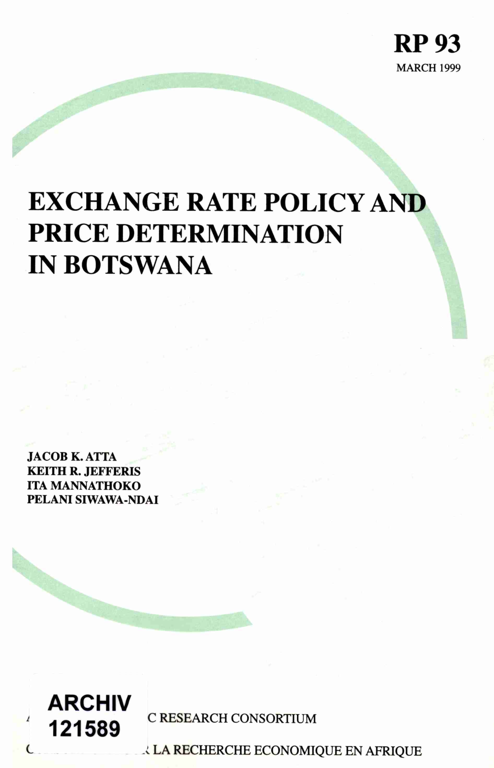 Exchange Rate Policy and Price Determination in Botswana