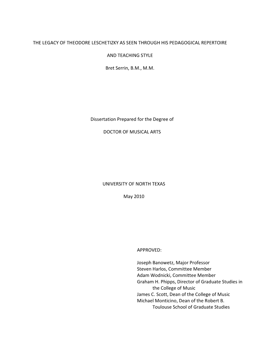 The Legacy of Theodore Leschetizky As Seen Through His Pedagogical Repertoire