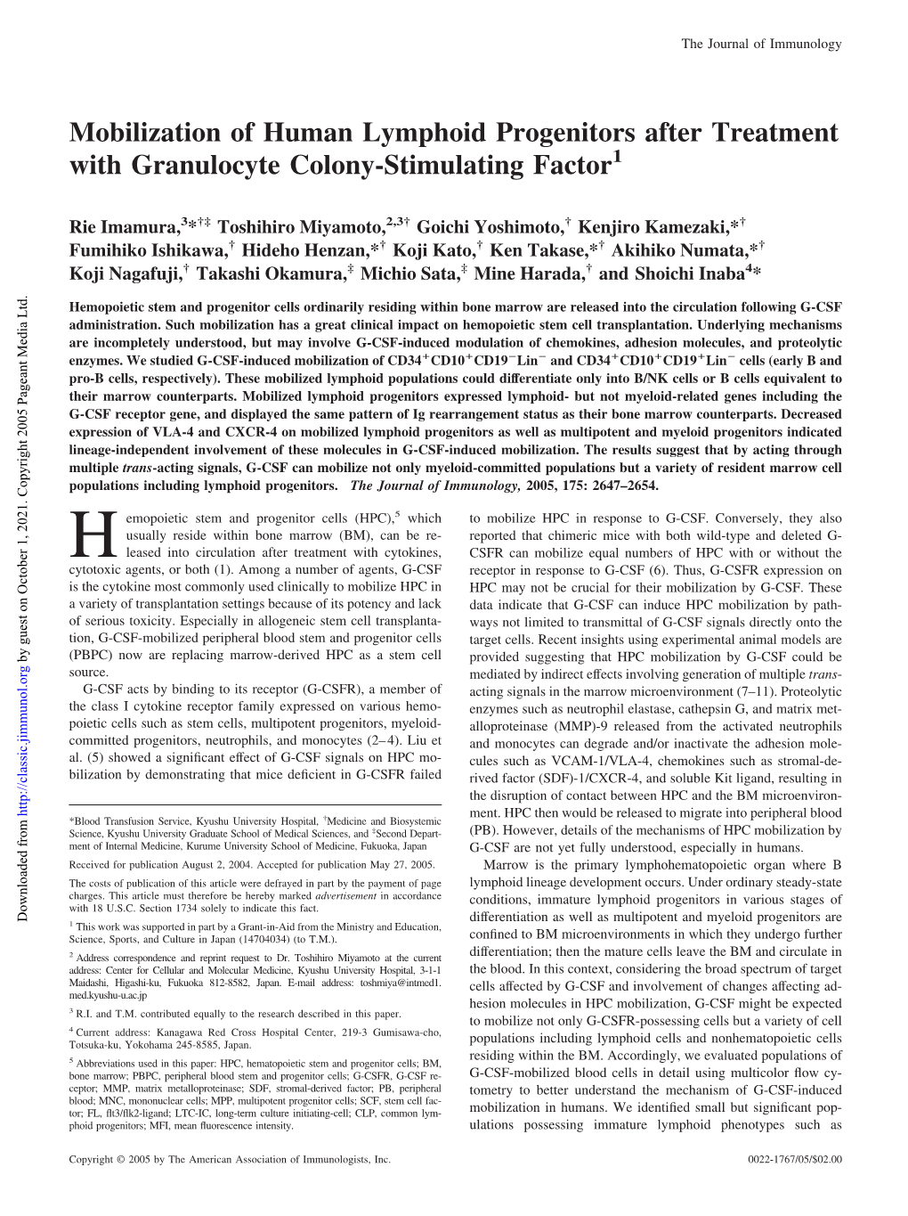 Granulocyte Colony-Stimulating Factor Progenitors After Treatment